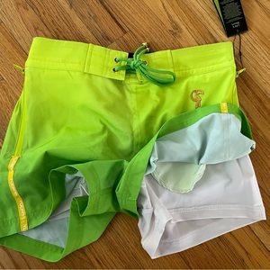 Men’s Small Tucann 3” swim trunks (Faded Citron) zip pockets compression lined